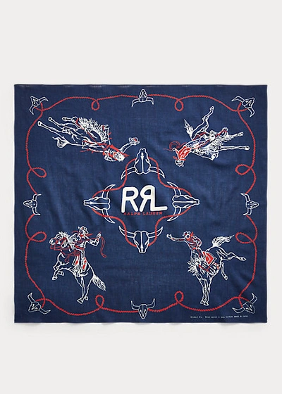 Double Rl Rodeo Cotton Bandanna In Indigo/greige/red