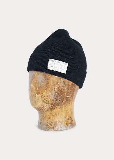 Double Rl Indigo-dyed Cotton Watch Cap In Black Indigo