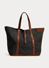 Double Rl Leather-trim Denim Tote In Indigo