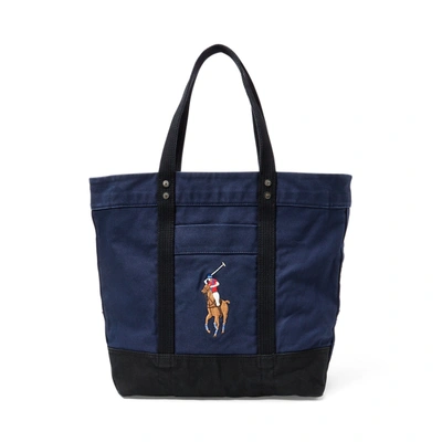 Ralph Lauren Big Pony Canvas Tote Bag In Navy