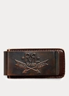 Double Rl Tooled-leather Money Clip In Copper