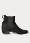 Double Rl Plainview Suede Chelsea Boot In Black