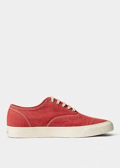 Double Rl New Norfolk Canvas Sneaker In Faded Red