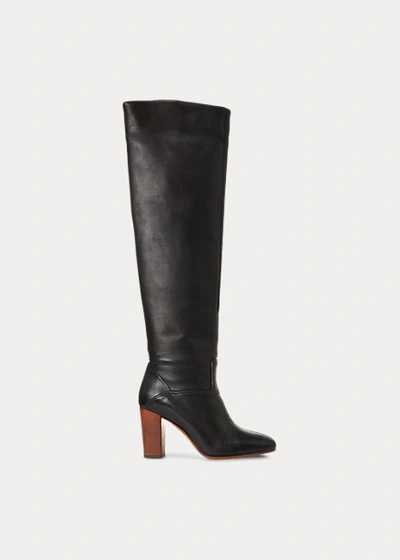 Ralph Lauren Brie Leather Boot In Black
