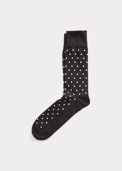 Ralph Lauren Polka-dot Dress Socks In Black