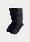 Polo Ralph Lauren Combed Cotton Rib Sock 3-pack In Navy Assorted