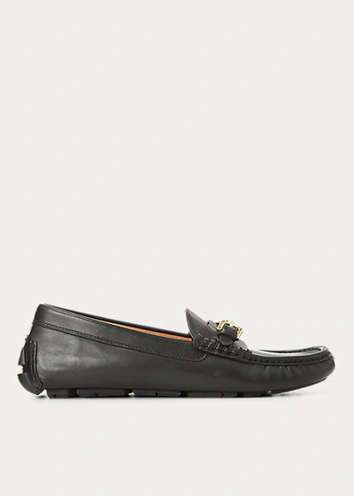 Polo Ralph Lauren Anders Leather Driver In Black