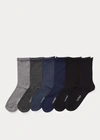 Ralph Lauren Roll-top Sock 6-pack In Grey Heather Assrtd