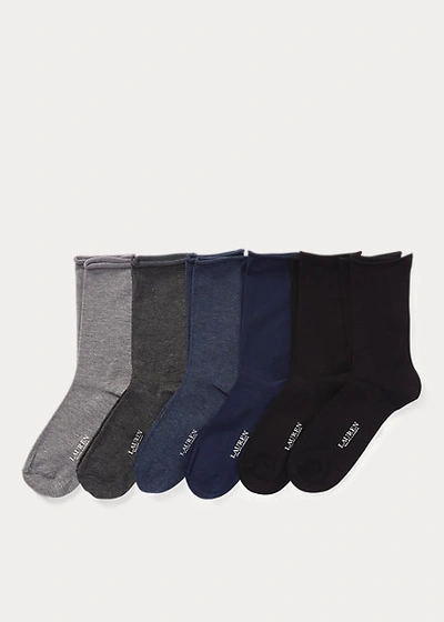 Ralph Lauren Roll-top Sock 6-pack In Grey Heather Assrtd