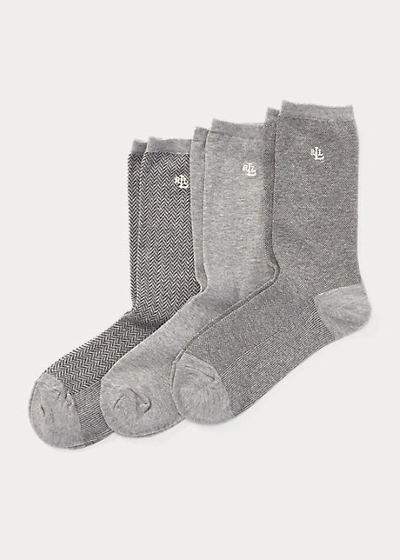 Ralph Lauren Stretch Cotton Sock 3-pack In Flannel Heather