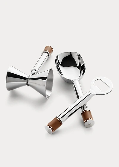 Polo Ralph Lauren Wyatt Bar Tool 3-piece Set In Silver/saddle