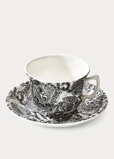 Polo Ralph Lauren Faded Peony Teacup & Saucer In Black