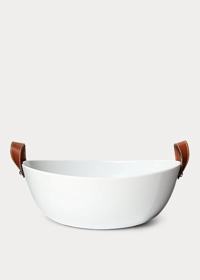 Ralph Lauren Wyatt Porcelain & Leather Salad Bowl In Saddle Multi