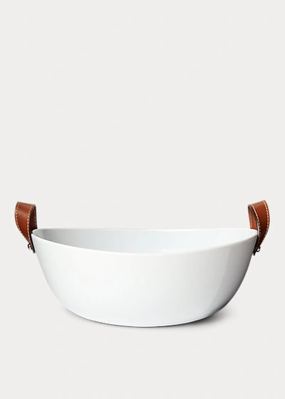 Polo Ralph Lauren Wyatt Porcelain & Leather Salad Bowl In Saddle