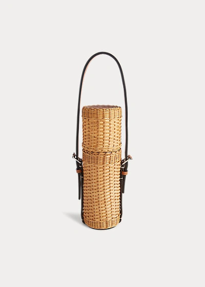 Polo Ralph Lauren Bailey Wicker Wine Tote In Saddle