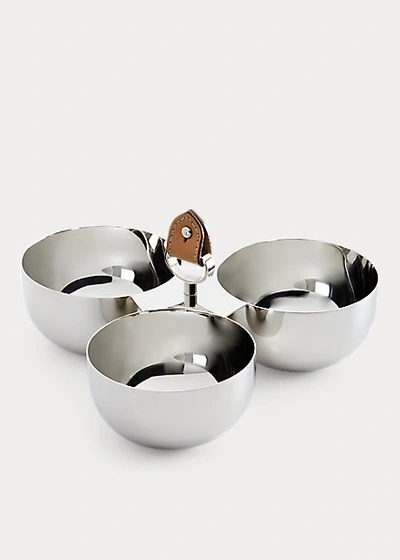 Polo Ralph Lauren Wyatt Triple Nut Bowl In Silver/saddle