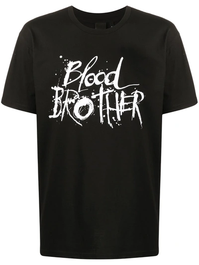 Blood Brother Printed Logo T-shirt In Black