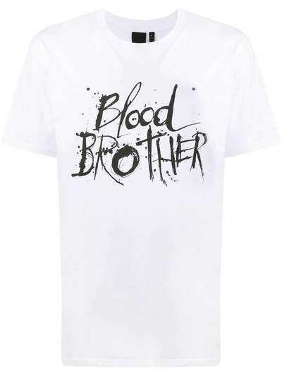 Blood Brother Printed Logo T-shirt In White