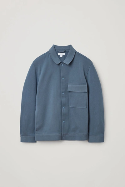 Cos Jersey Twill Shirt Jacket In Blue