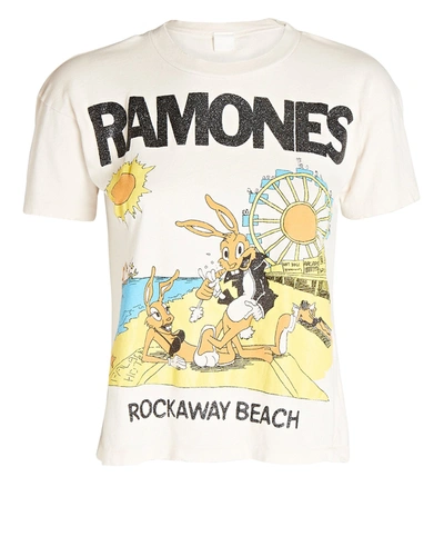Madeworn The Ramones Rockaway Beach Crew Tee Shirt Off Tee Shirt In Ivory