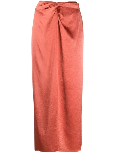 Nanushka Twist Front Straight Skirt In Orange