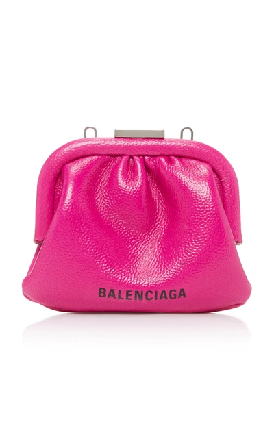 Balenciaga Cloud Croco Effect Coin Purse With Chain In Pink
