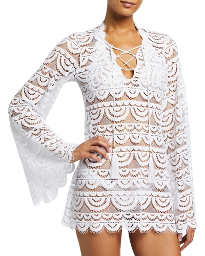 Pq Swim Noah Embroidered Coverup Tunic In White