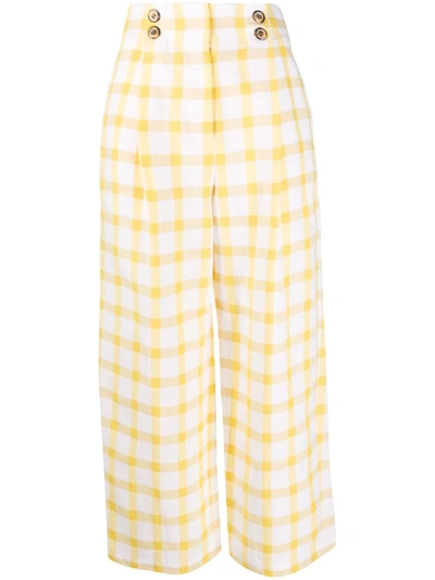 Sjyp Cropped Wide-leg Trousers In Yellow