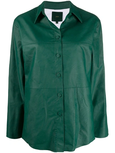 Jejia Panelled Faux-leather Shirt In Green