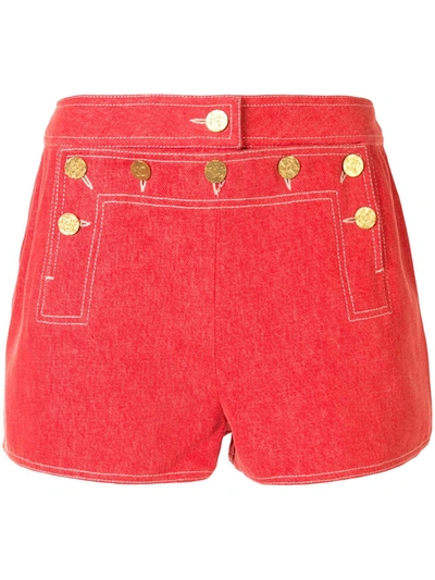 Pre-owned Chanel 1990s Buttoned Flap Shorts In Red