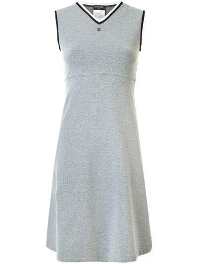 Pre-owned Chanel Sports Line Stretch A-line Dress In Grey