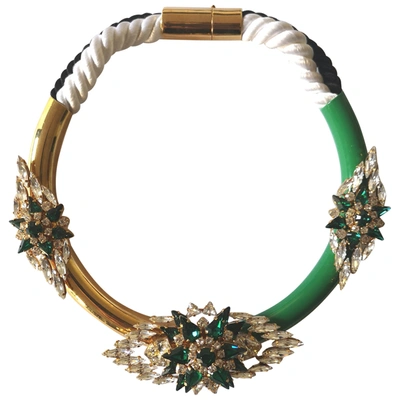 Pre-owned Shourouk Green Crystal Necklace