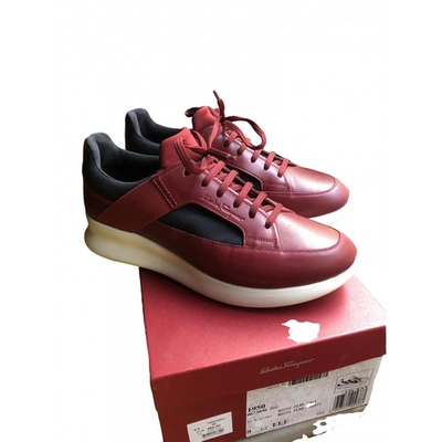 Pre-owned Ferragamo Burgundy Leather Trainers