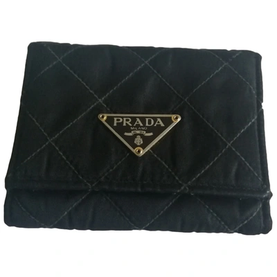 Pre-owned Prada Tessuto  Cloth Wallet In Black