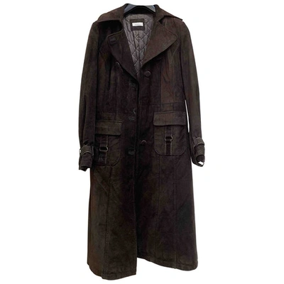 Pre-owned Pinko Leather Coat In Brown