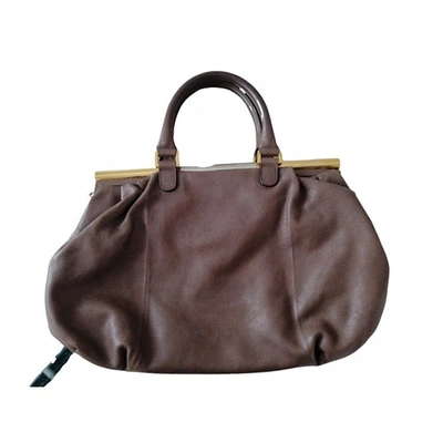 Pre-owned Furla Leather Handbag In Ecru