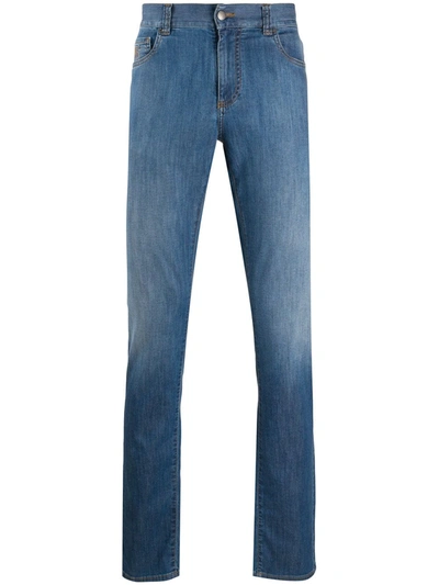 Canali High Rise Straight-leg Jeans In Blue