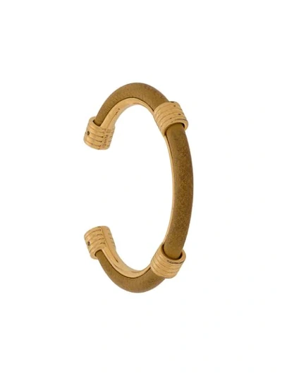 Pre-owned Hermes 1980s  Small Leather Bangle In Gold