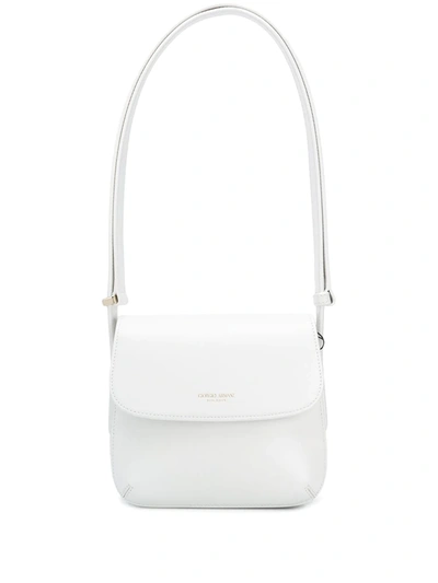 Giorgio Armani Logo Stamp Shoulder Bag In White