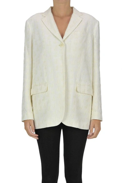 Jacquemus Embroidered Designer Logos Blazer In White
