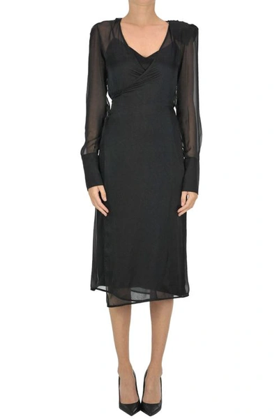 Federica Tosi Silk Wrap Dress In Black
