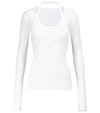 Helmut Lang Layered Wrap-effect Ribbed Cotton-jersey Top In White