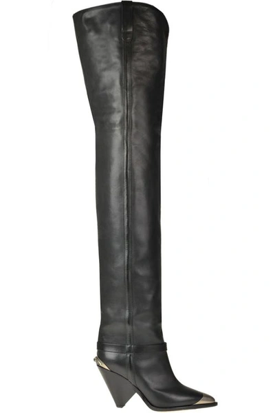 Isabel Marant Leather Over The Knee Boots In Black