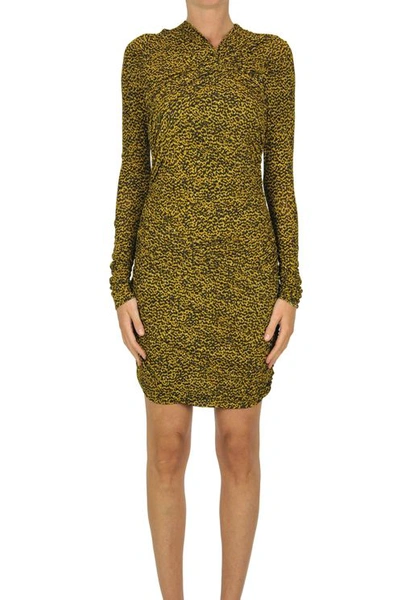 Isabel Marant Animal Print Jersey Dress In Yellow