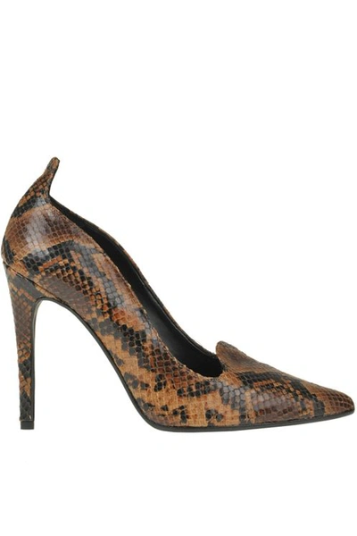 Estelle Reptile Effect Leather Pumps In Brown