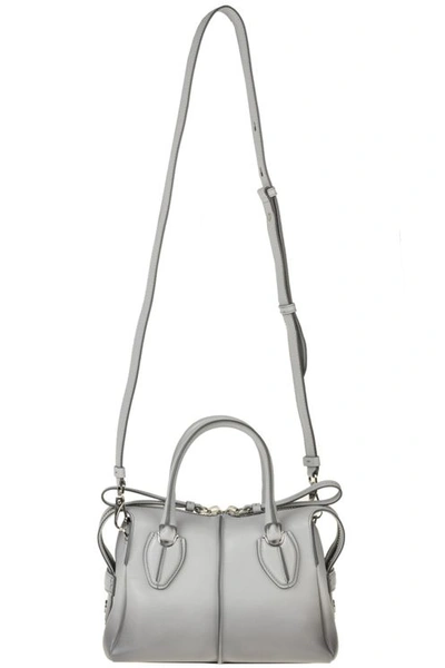 Tod's Any Zip Mini Leather Bag In Grey