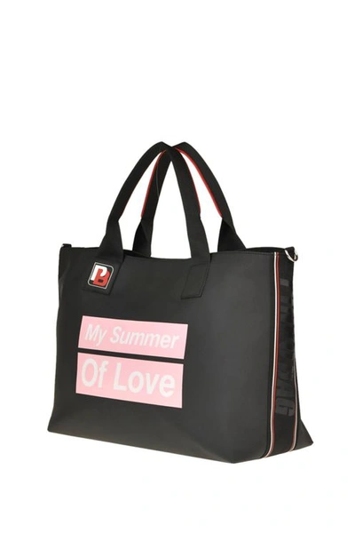 Pinko Pvc And Fabric Shopping Bag In Black