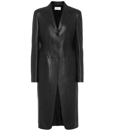 The Row Panois Black Leather Coat