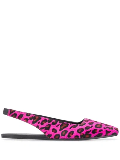 Mm6 Maison Margiela Leopard Print Slingback Ballerina Shoes In Pink