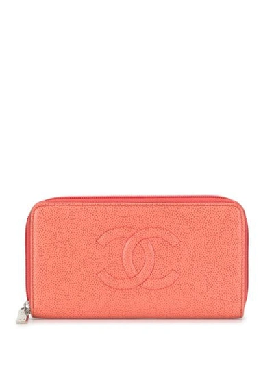 Pre-owned Chanel 2013 Cc Logo Wallet In Pink